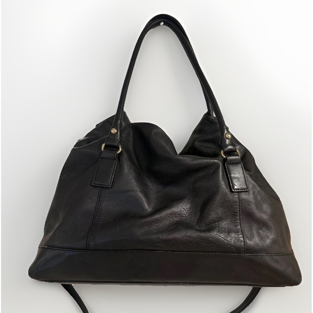 Large Vintage Y2K Kate Spade New York Black Leather‎ Satchel Shoulder Bag~ 16" - Picture 9 of 16
